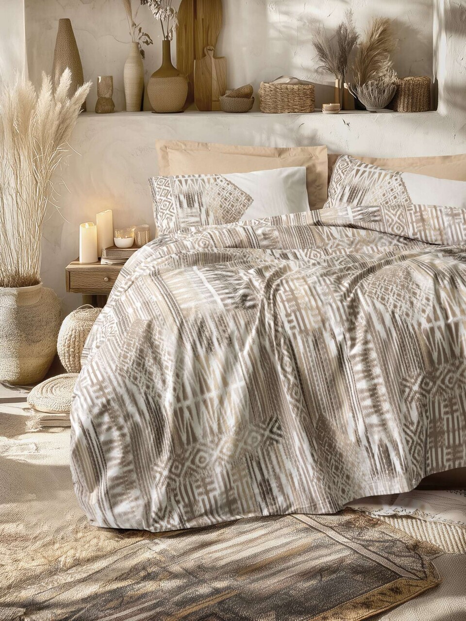 Lenjerie de pat pentru o persoana, L'essentiel Maison, Amara, Bumbac Ranforce, Caramel - imagine 3